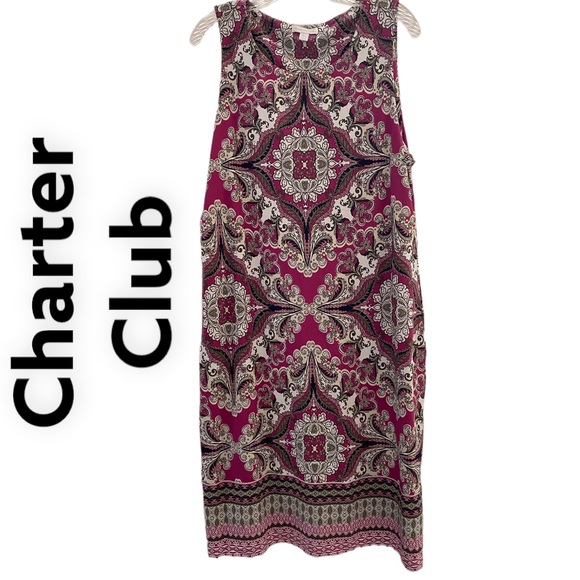 Charter Club Sleeveless Boho Midi Dress Purple Paisley XL - Picture 1 of 8